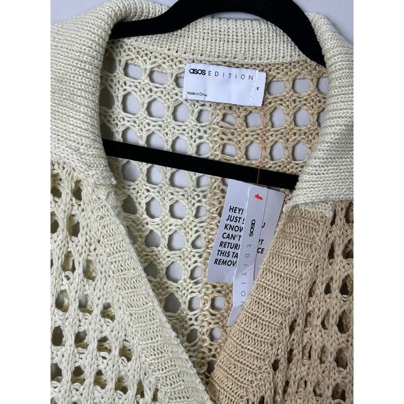 ASOS EDITION NEW Knit Oversized Short Sleeve Shirt in Tonal Cream size Medium - Picture 5 of 7